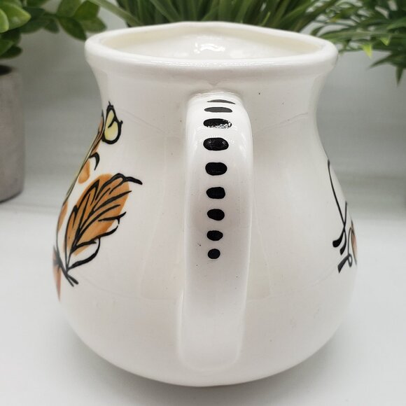 Vintage 1977 Japanese White Yellow Blue Florals Ceramic Pitcher - AS IS - Picture 4 of 10